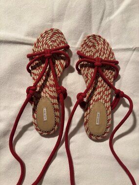 Leon Max Strappy Rope Knot Open Toe Flat Sandals